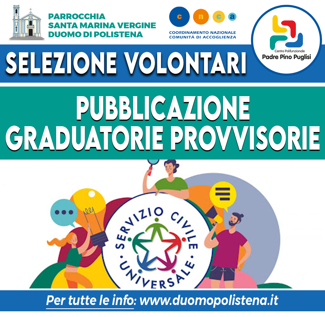 GRADUATORIE PROVVISORIE IN ATTESA DI APPROVAZIONE – Servizio Civile Universale – Progetti Parrocchia Santa Marina Vergine 2025